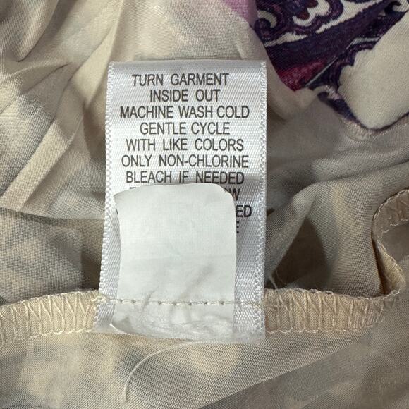 One World Medium Tunic Top Floral Sublimation Stretch Crochet V-Neck Pullover - Picture 8 of 8